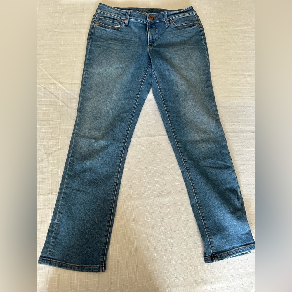 LOFT Women's Curvy Straight Leg Blue Jeans